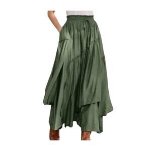 Scarlet Darkness Womens Renaissance Overlay Army Green Maxi Skirt Size 2XL
